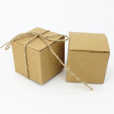 China Cute Recycled Materials Square Kraft Paper Packaging Box Wedding Favor Supplies Handmade Candy Storage Cardboard BOX for sale