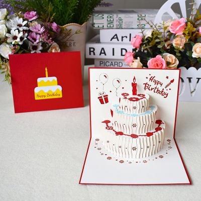 China Paper 3D Birthday Card For Girl Children Birthday Cake Greeting Card Gifts Card With Envelope for sale