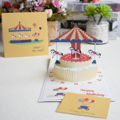 China 3D Unicorn Card Automatic Birthday Cards Birthday Card For Girl Kids Birthday Cake Greeting Cards With Envelope for sale