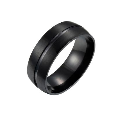 China CLASSIC Men Black Simple Ring Fashion Stainless Steel Ring Birthday Gift Party Men Jewelry for sale