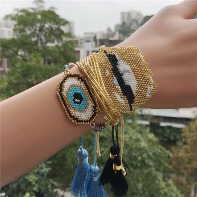 China MIYUKI Eye Bracelets Women Tassel Bracelet Gold Lips Delica MIYUKI Bracelet Jewelry Lucky Pulseras for sale