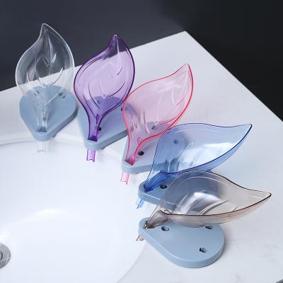 China Modern Dish Tray Bathroom Soap Holder Leaf Shape Soap Box Bathroom Soap Holder Dish Storage Case for sale