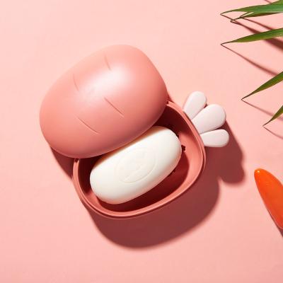 China Modern Cute Carrot Soap Box Bathroom Drain Portable Soap Holder Soap Crate Bathroom Accessories for sale