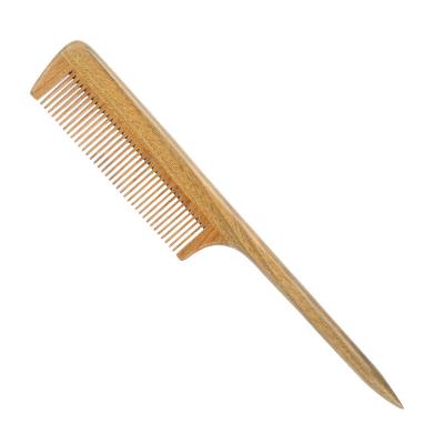 China Comfortable Rat Tail Comb, New Star Anti-Static Green Sandalwood Comb Fin-tooth Comb with Slim and Long Handle for sale