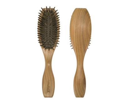 China Comfortable Natural Sandalwood Wooden Green Hair Brush - No Static Detangling Scalp Cushion Massage Hair Comb for sale