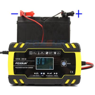 China 12/24V PD Auto Car Battery Charger Power Pulse Repair Chargers AGM Digital LCD Display LCD Display for sale