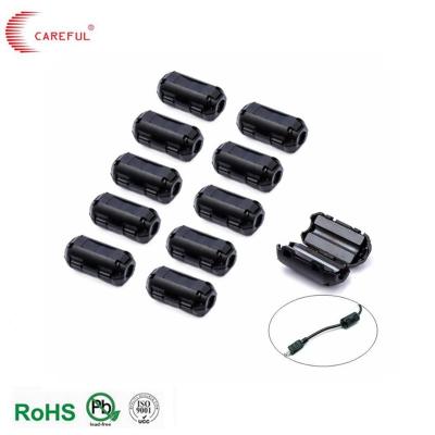 China EMI Clamp Clip On USB Cable Ferrite Core Black Plastic 5mm Clip-On Ferrite Ring Core for sale