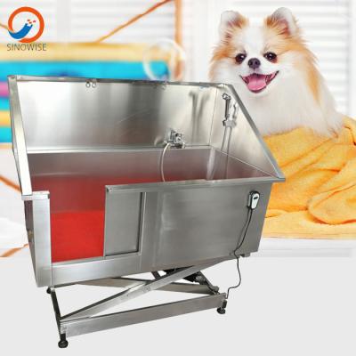 China Economic Fully Welded Pet Surgery Stainless Steel Tub Free Standing Bathing Tub For Dog Grooming for sale