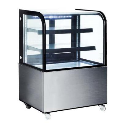 China Single-temperature Standing Display Cake Showcase, Curved Glass Door Bakery Refrigerator, Deli Cold Showcase for sale