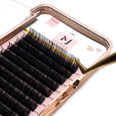 China JOMAY satin lashes extension super soft silk eyelash extensiones super soft black sand silk lashes extensions for sale