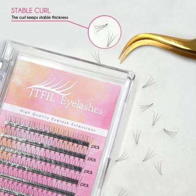 China Delicate / Pinch Base Jomay 5d Ultra Light / Super Soft 0.07 Pre Made Eyelash With Spikes 15d Premade Tapered Volume Fans Short Curl Stem for sale