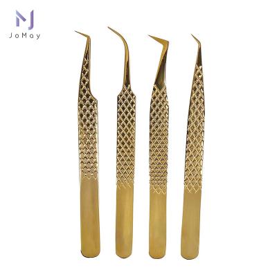 China Custom Jomay Stainless Steel Eyelash Extension Tweezers Diamond Grip Steel Wick Tweezers Available for sale