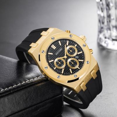 China Amazon Hot Sale Fashion Three Day/Date Watches Mens Silicone With Rose Gold Quartz Watches For Men for sale