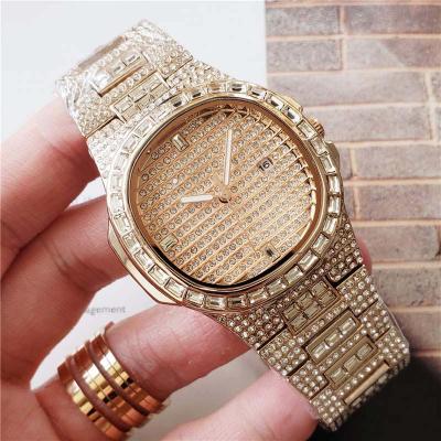 China Luxury fashion Diamond Date Quartz Watch brand of day/date men's watches iced out watch homens relogio de diamante for sale