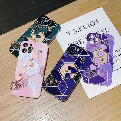 China Top selling luxury heart bracelet marble type cell phone case for iphone case for sale