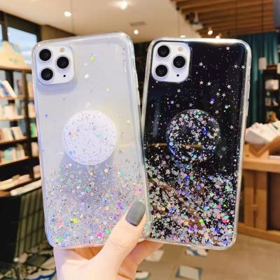 China Wholesale Cute Glitter Acrylic Mobile Phone Holder With Bling Star Phone Socket for Cell Phone Grip for sale