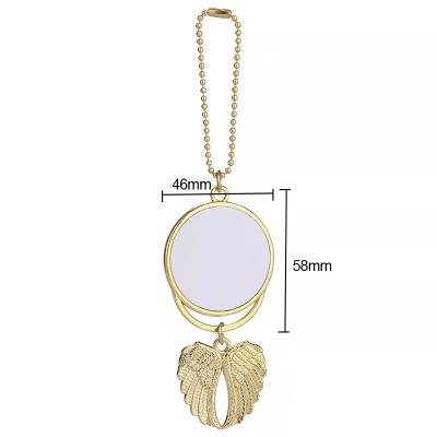 China Blank Sublimation Retro Angel Wing Car Ornament Necklace Pendants for sale