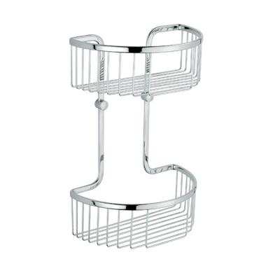 China Modern High Quality Shower Caddy Soap Basket Toilet Storage Basket Double Row Shelf Corner Basket for sale