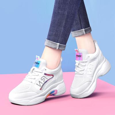 China CUSHIONING new deisgn PU and mesh fahsion white women upper breathable sports shoes for sale