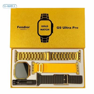 China GPS Navigation Multi-functional Smart Watch G9 Ultra Pro Smart Watch 2.01 inch Large Screen Gold Steel Band Smart Watch for Men for sale