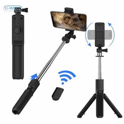 China Portable Flexible 3 in 1 Remote Control Bluetooth Tripod Stand Smart Selfie Stick 360 Rotation Wireless Selfie Stick for Phone for sale