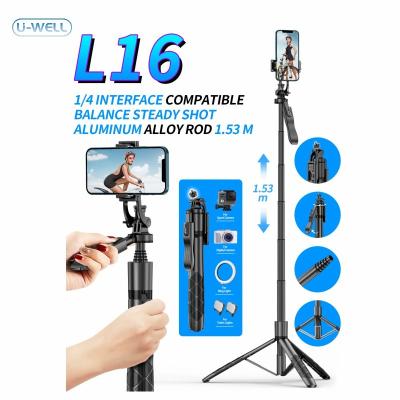 China Portable Flexible L16 Foldable Wireless Tripod Long 1530mm 360 Rotation Phone Camera Tripod Selfie Stick for sale