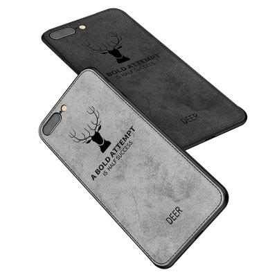 China Fashion Deer Pattern Soft Cloth Plating TPU Hybrid Back Cover Case For iPhone 7 8 Plus for sale