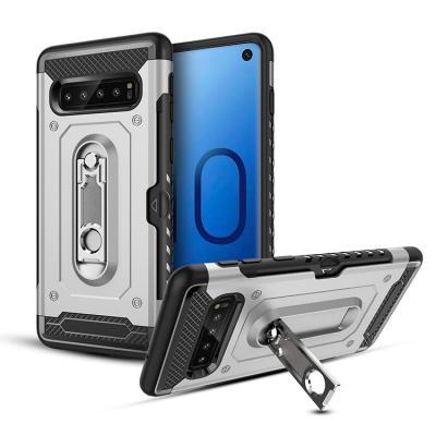 China New Style Shock Absorbing Kickstand Armor Back Cover Card Slot Phone Case For Samsung Galaxy S10 for sale