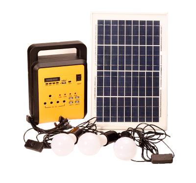 China DC FD021 Residential Household Led Portable Solar MP3 Generator 10W Bulb 3w Lighting System Charging Function Solar Music Cell Phone for sale