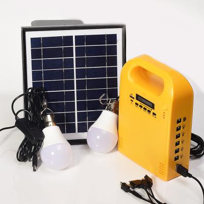 China 5W 1W Mini Home System LED Light Bulb Residential Portable Solar Powered Energy Saving Phone MP3 Charging for sale