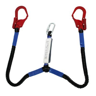 China CE Certification High Strength Adjustable Double Hook Shock Absorbing Lanyard for sale