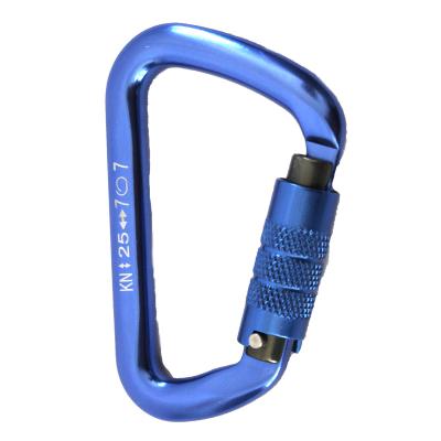 China High strength outdoor climbing shape 25kn safety aviation carabinerD-type buckle Lifting capacity aviation aluminum material for sale