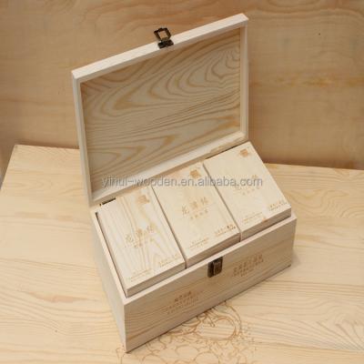 China Custom Handmade Printed/Painted Natural Wood Wooden Box Tea Bag Gift Box for sale