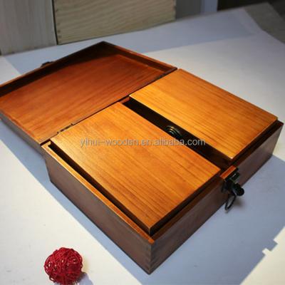 China 2015 classic design high quality handmade wooden tea caddy, wooden tea crate wholesale for sale