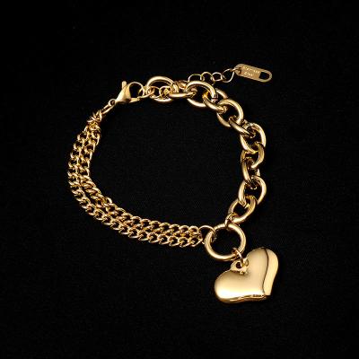 China Niche titanium steel female hip-hop high-grade love bracelet thick section does not fade vacuum gold-plated bracelet for sale