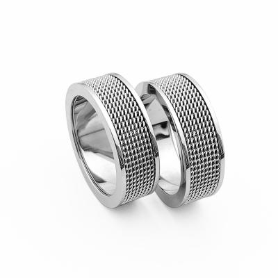 China High quality European and American men's ring mesh stainless steel fashion trend ring titanium steel jewelry for sale