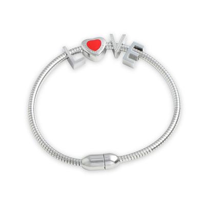 China New High Quality Valentine's Day LOVE Trendy Gift Simple Letter Titanium Steel Women's Bracelet for sale