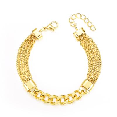 China Exaggerated multi-layer thick luxury bracelet of high quality foreign trade titanium adjustable gold-plated steel bracelet for sale