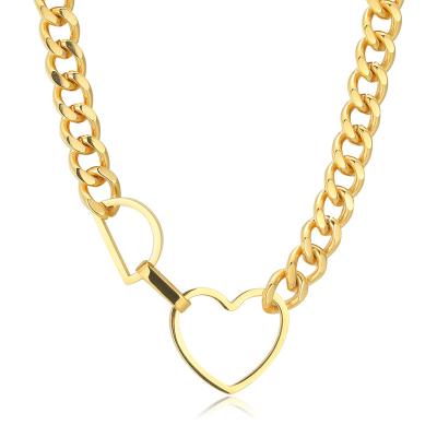 China Hot Selling Gold Edge Love High Quality Titanium Steel Chain Necklace Accessories Hot Selling Wide Grinding Necklace for sale