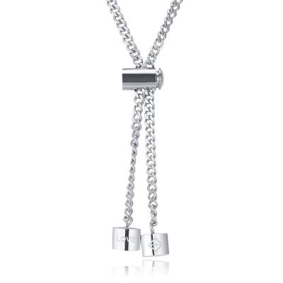 China High Quality Niche Design Polished Cool Titanium Steel Silver Necklace Length Adjustable Necklace for sale