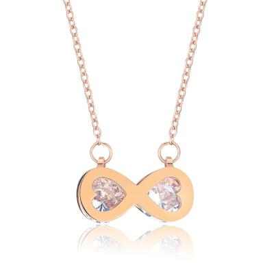 China High Quality Temperament Love Titanium Steel Classic Necklace 8 Shaped Inlaid Zircon Women's Clavicle Necklace for sale