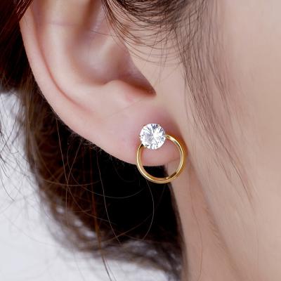 China Shiny Gold Diamond Stud Earrings High Quality Fashion Commuter Women's Titanium Steel Stud Earrings for sale