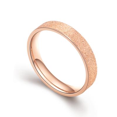 China New Titanium Steel Ring Accessories Rose Gold Couple Ring Frosted Rings Jewelry Women High Quality for sale