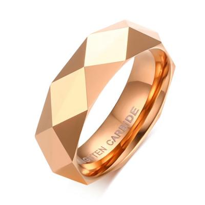 China High Quality Customizable Simple Logo Stainless Steel Couples Ring Rose Gold Diamond Cut Ring for sale