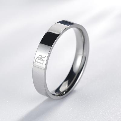 China High quality couples everyday simple ring can be engraved titanium shiny inner curved steel silver ring for sale