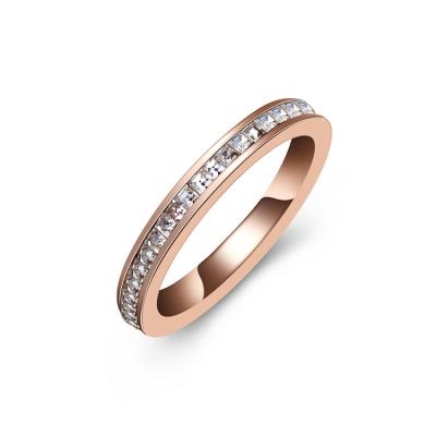 China 2022 high quality fashion ring temperament female couples ring rose gold double diamond ring sets for sale