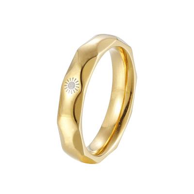 China Hot Selling Irregular Titanium Rings Gold Couple Rings High Quality Geometric Design Steel for sale