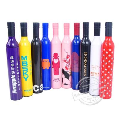 China Modern Promotion Gift Cheap Folding Wine Bottle Umbrella Colorful With Logo Printing Portable Designs Shape Low Bottle Umbrella for sale