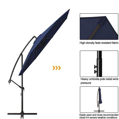 China Modern 10 Ft 3M 8 Rib Luxury Foldable Outdoor Cantilever Parasol Garden Patio Umbrella for sale