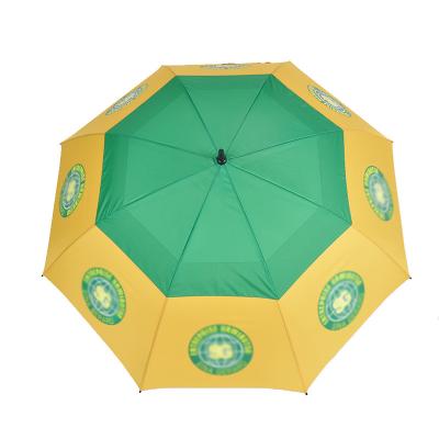 China Automatic Fiberglass Golf Umbrellas Gift Folding Straight Golf Umbrella Custom For Logo Printing for sale